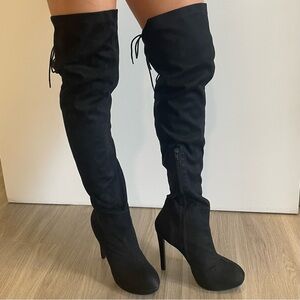 Black Over-the-Knee High Heel Boots